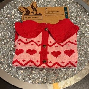 Pup Crew Red and Pink Dog Sweater Sz M